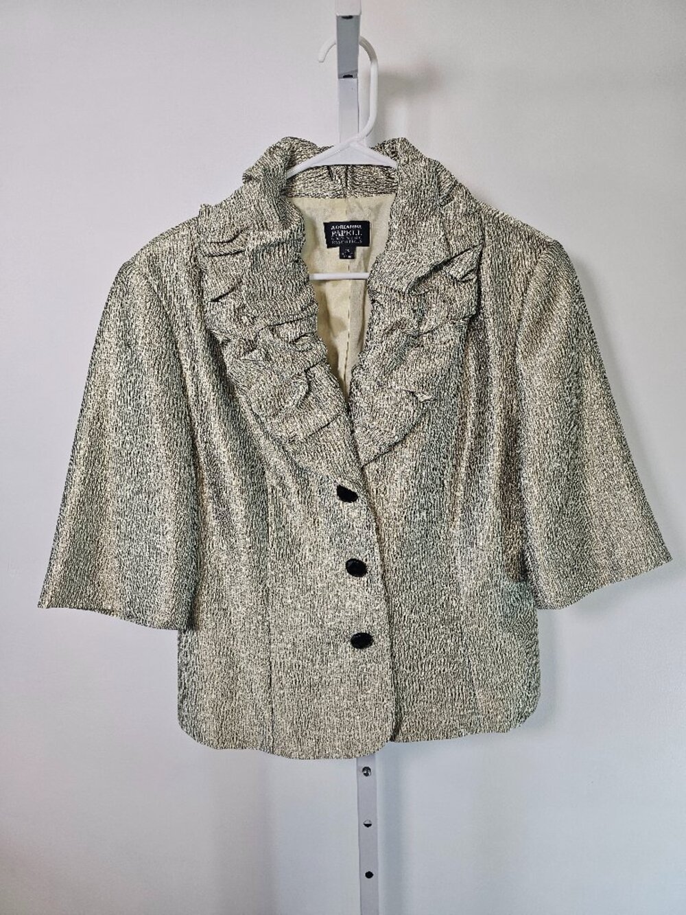 Adrianna Papell Jacket Green Crepe Evening Formal Retro Twee 16